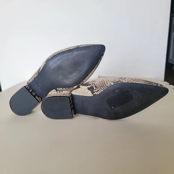 Cole Haan Black and Cream Snakeskin Mules - Picture 4 of 5
